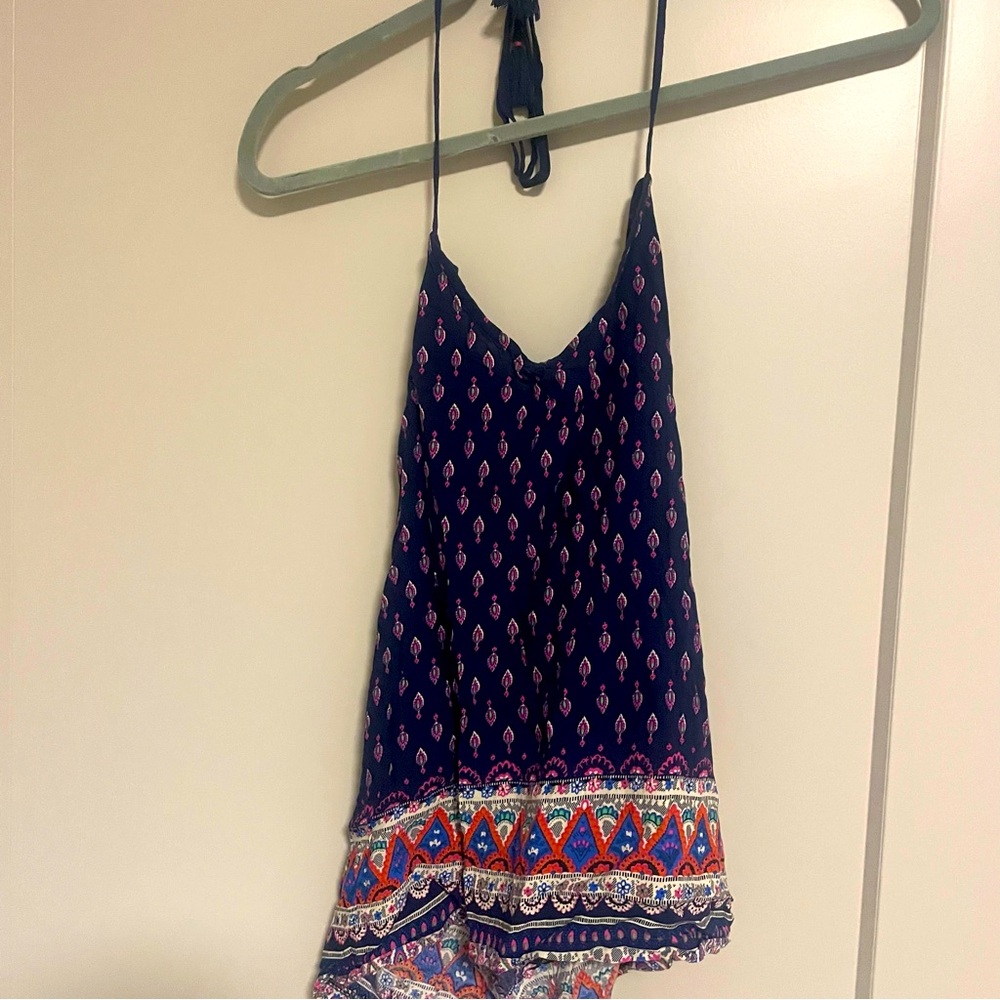 Sleeveless printed halter top